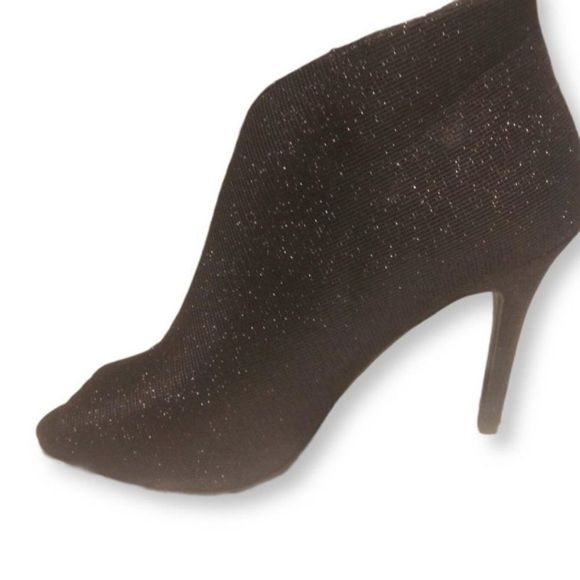 Nina Merima Peep-toe Bootie Black Glitter Size 8 - Picture 3 of 4